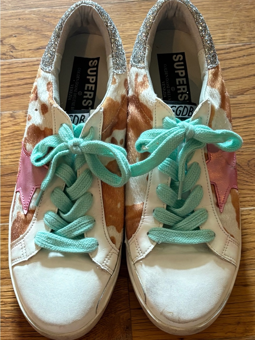 Golden Goose Superstar Faux Fur Trainers, Cow Print, Size 44, EUC - Picture 1 of 8